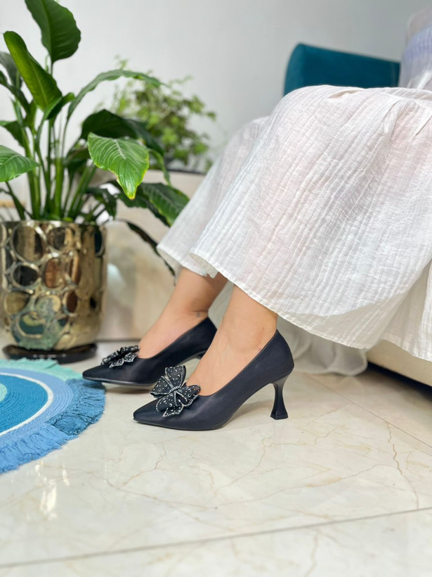 پنجهباریک ساتن پاپیونی پاشنه ۷ میخی (قالب کوچکپا) S-44